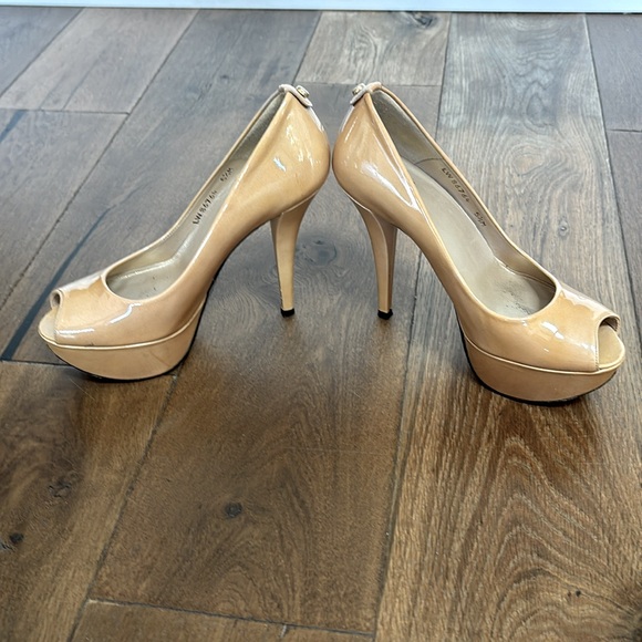 Stuart Weitzman Patent Leather Platform Peep Toe High Heels 5.5 - Picture 7 of 7